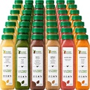7 dni Sok proteinowy Czyszczenie przez surowe fontanny, Wszystkie naturalne surowe Detox Cleanse, zimne pieczone owoce, warzywa, wanilia i czekoladowy aromat, smaczne i energetyzujące, 42 butelek 12oz, 3 Ginger Shots