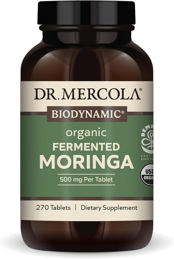 Dr Mercola - Biodynamiczny organiczny fermentowany suplement diety Moringa, 270 Servings (270 tabletek)