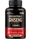 Panax Ginseng 15,000 mg - Czerwony Koreański suplement Ginseng dla mężczyzn - Ekstrakt 10: 1 - Energia, Skupianie, Wydajność & Wydajność - Naturalny & Wegan - Made in USA - 120 Kapsułki, 2 Miesiąc Dostawy