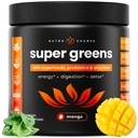 NutraChamps Super Zielonych Proszek Premium Superfood 124; 20 + Organic Green Veggie Whole Foods 124; Trawa pszenna, Spirulina, Chlorella Agregat 124; Przeciwutleniacz, Enzym spożywczy i mieszanki probiotyczne (9.0 OZ, Mango)