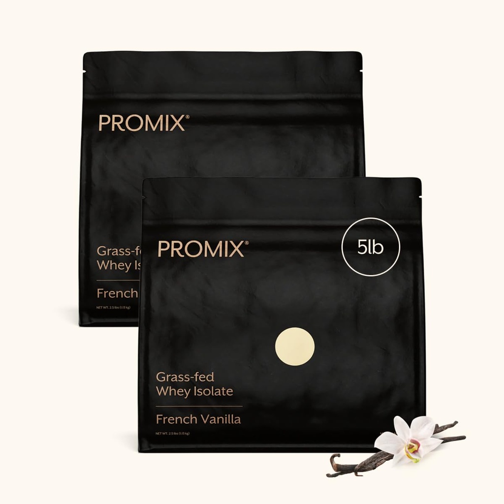 ProMix Nutrition Whey Protein Isolate Powder - Grass- Fed - Post Workout Fitness & Nutrition Shakes, Smoothies, Pieczenie i Gotowanie Przepisy - Gluten- Free & Keto- Friendly - Wanilia - 5 Funt (Opakowanie 2)
