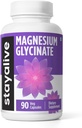 STAY ALIVE Chelatowany Glicynian magnezu 500 mg, Wysoka absorpcja, 90 Kapsułek, 100% Czysty Glicynian Proszek, Dodatkowa moc Suplement magnezu dla kobiet i mężczyzn, Non-GMO i gluten Free Pills
