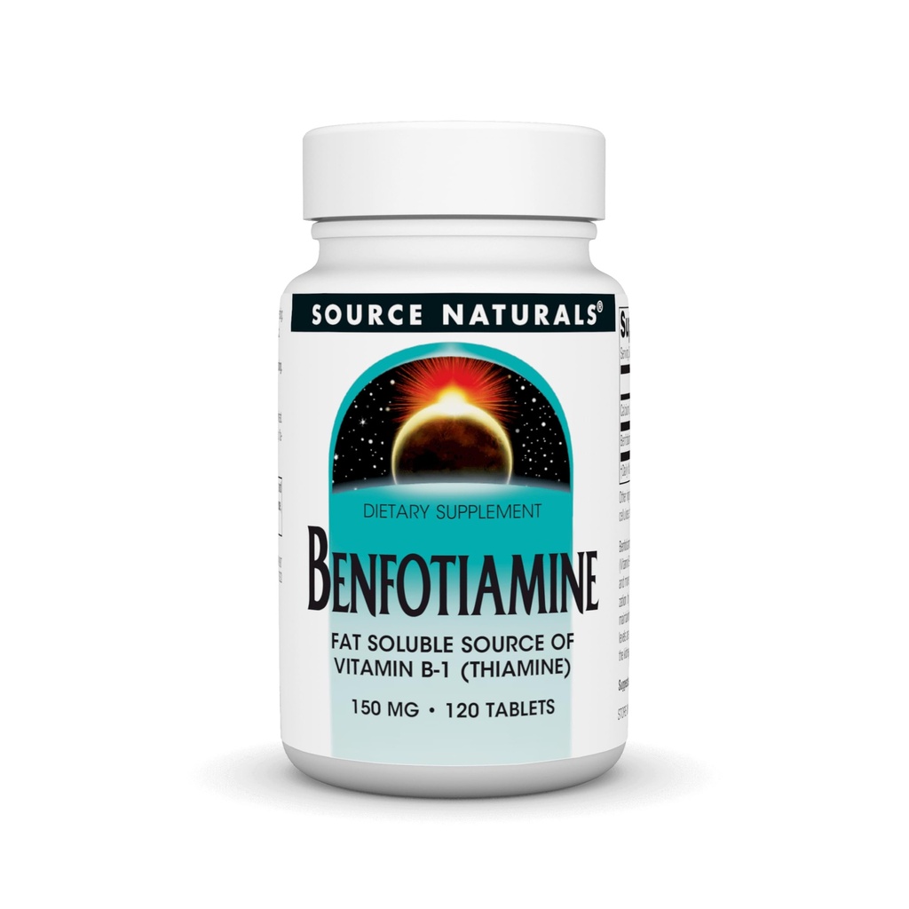 Źródło Naturals Benfotiamina, Fat Solvency Źródło witaminy B-1, 150 mg - 120 tabletek