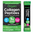 Orgain Zhydrolizowany Kolagen Peptydes Pakiety podróży dla kobiet i mężczyzn - 5g Kolagen z trawy na obsługę, Włosy, Skóra, Nail & Joint Supplement, Non-GMO, Typ I & III - Unflavored (25 Count)