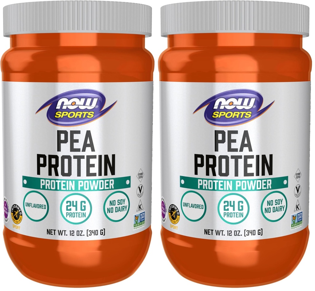 Teraz sport Nutrition, Pea Protein 24 g, Łatwe spożywanie, Unflavored Proszek, 12-unce (Opakowanie 2)