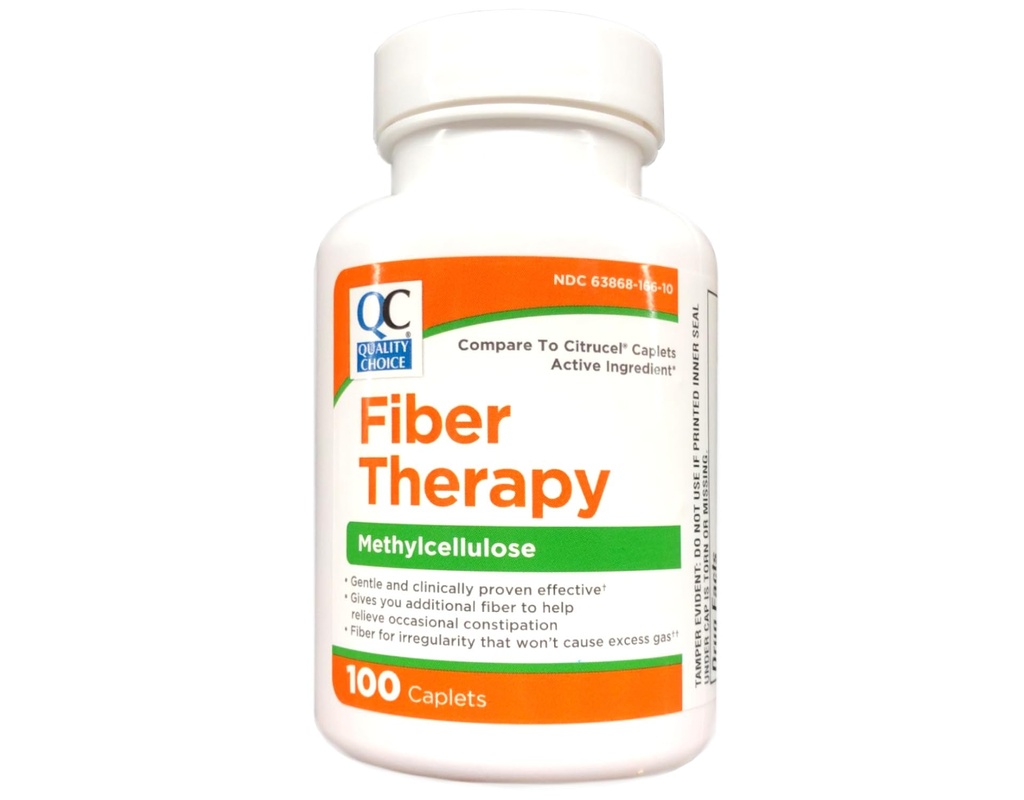 Quality Choice Fiber Therapy Caplets, 100 Count Gentle Fiber Laxative with Methylcellulose for Constipation Relief, Regularity Support, Gluten-Free, Non-Allergenic, Gentle & Effective