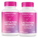 Pink Stork Lactation Probiotic - 30 Miliard CFU Multi Strain Postnatalne Probiotyki do karmienia piersią Kobiety - Wsparcie mleka piersi & Gut Zdrowie, Postpartum Essentials, 60 Kapsułki