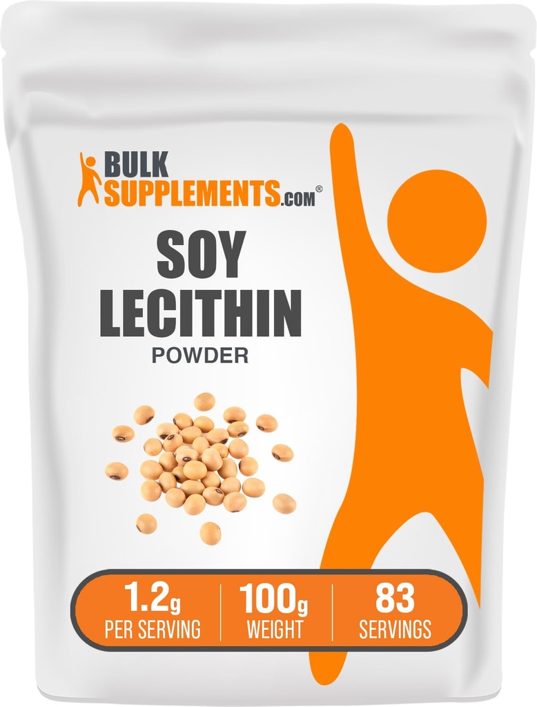 BulkSupplements.com Proszek sojowy Lecytyna - Suplement lecytyny, Suplement odżywczy, Klasa żywności - Gluten Free, 1,2g na Serving, 100g (3,5 oz) (Opakowanie po 1)