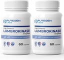 Puregen Labs Lumbrokinase 40mg per Capsule High Potency Supplement Equipment 124; High Activity Lumbrokinase Enzymes 124; No Harmful Additives Equipment 124; Non-GMO Equipment 124; Gluten Free Equipment 124; Made in USA - Total 120 Vegetarian kapsułki