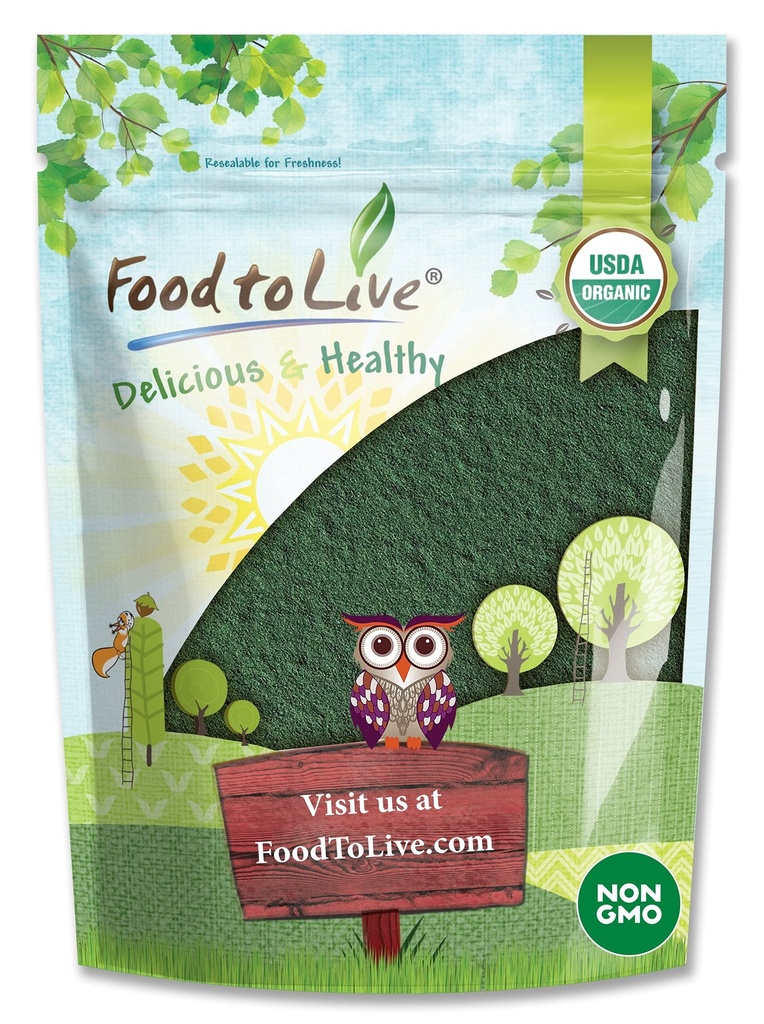 Żywność do życia Organic Chlorella Proszek, 1 funt - Non-GMO, Kosher, Surowy zielony Algae, Wegan Superfood, luzem, Czysty Vegan Green Protein, Bogaty w witaminy i minerały, Wielki dla napojów, Broken Cell Wall