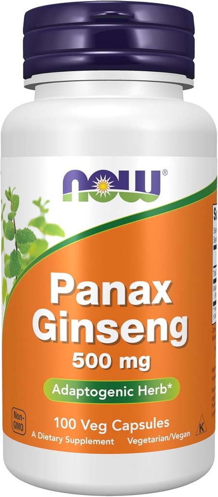 Teraz żywności Suplementy, Panax Ginseng (Root) 500 mg, Adaptogenetic Herb *, 100 kapsułki Veg