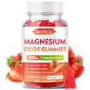 Gummies tlenek magnezu 400mg, Suplement Tlenek magnezu do żucia dla dorosłych i dzieci, Nerve & Support mięśni, Non- GMO, Sugar- Free, Flavor truskawka, 60 Count