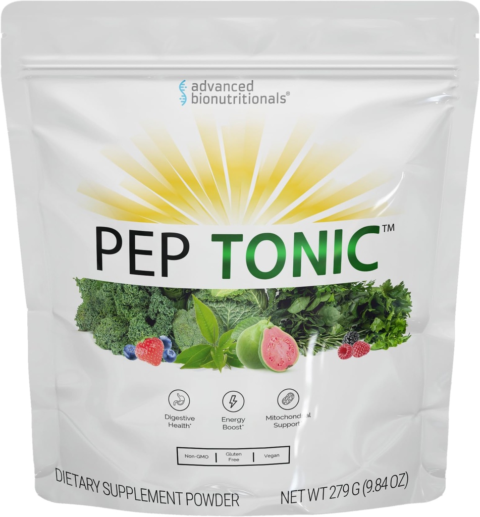 Zaawansowane Bionutrionals Pep Tonic sproszkowany Superfood Formuła 50 Owoce, Warzywa, Zioła i Superfoods - Wegan, Wegetarianin - 9.84 OZ - 279 g