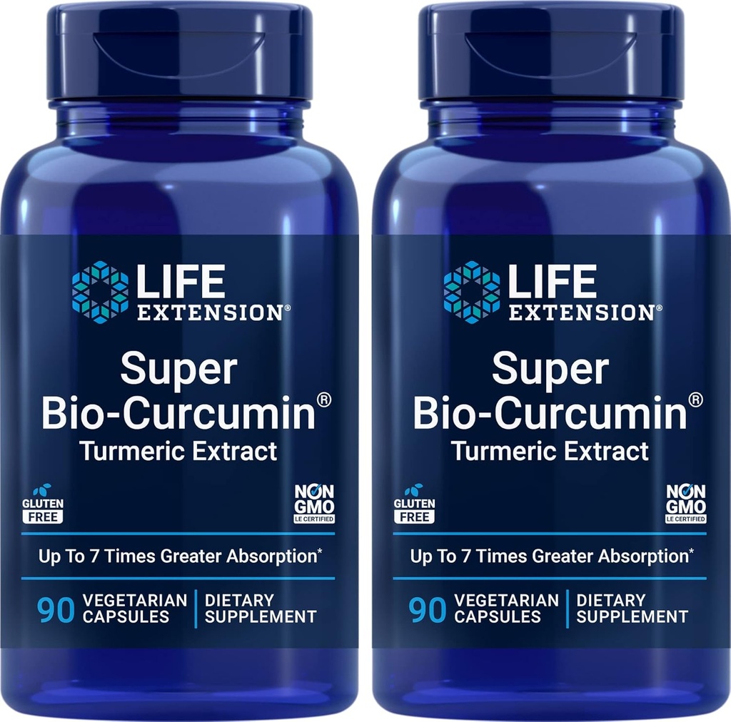 Life Extension Super Bio- Curcumin Turmeric Extract 400mg, 90 Veg Caps (Opakowanie 2) - Kapsułka wegetariańska - Nie-GMO - Wysoko wchłaniany