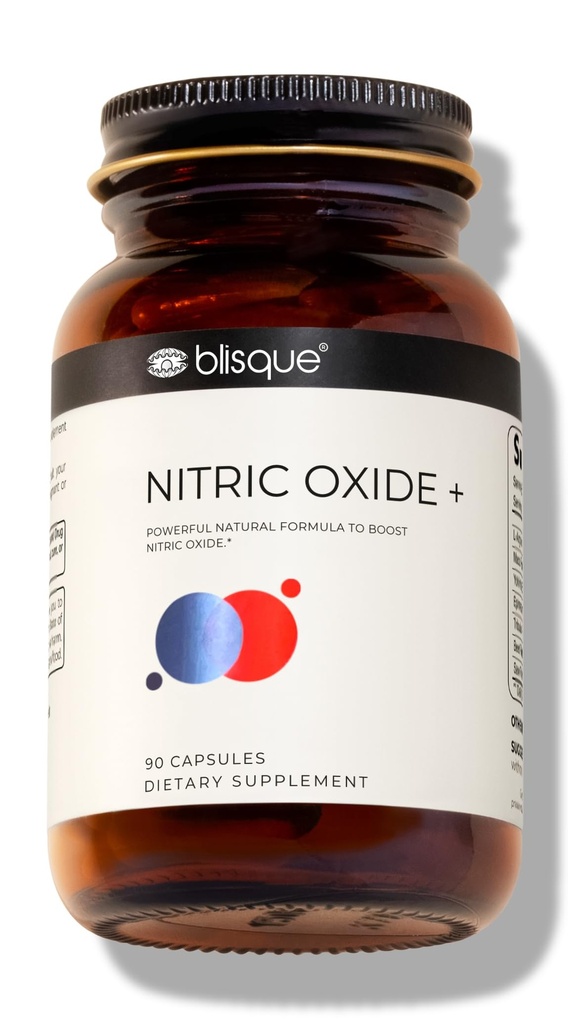 Blisque - Natural Nitric Oxide Booster Supplement for Blood Flow Support and Circulation Bridge 124; Doctor- Approved Report 124; with L- Arginine, Cayenne Fruit, and Beet Root Bridge 124; 90 Capsules Bridge 124; Vegan and Non-GMO
