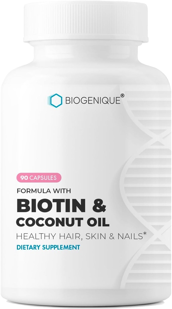 Wysoka potencja suplement Biotin - Wegańska receptura witaminy B7 z krewnym i olejem kokosowym - Zdrowie skóry, paznokci i włosów i Keratyny Wsparcie - Non-GMO & Gluten Free - 2500 µg