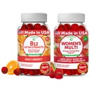 Lunakai Witamina B12 i żeńskie gumki wieloskładnikowe Bundle - 3000mcg Methylcobalamin High Absorption Energy Gummy - 100% wartości dobowej 16 witamin i suplementu mineralnego - 30 Days Supply