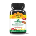 Country Life Witamina D3 Gumiaki - 1000 IU Cholekalcyferol, 60 Hrabia - Wspiera zdrowie kości i odporności - Wegetarianin, Bez glutenu, Truskawki i aromaty pomarańczowe - Na bazie pektyny, Brak sztucznych słodzików