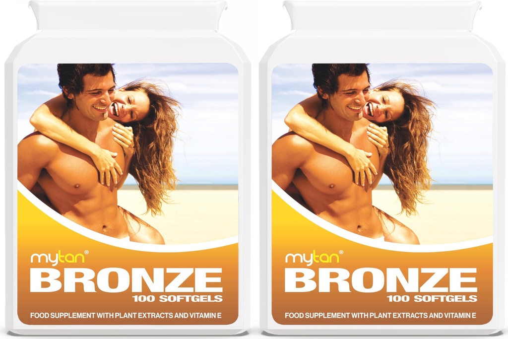Bronze Tanning Pigułki Twin Pack 124; Sun Tan Supplement Xi124; Astaksantyna Luteina Lycopene 124; 14- Tydzień Sezon dostaw