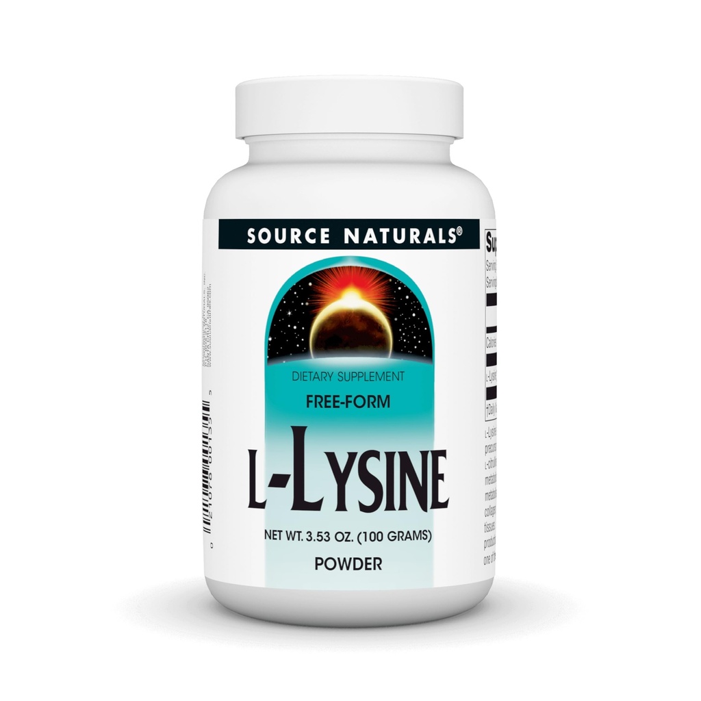 Źródło Naturals L- Lysine w postaci proszku - Amino Acid Supplement Supports Energy Formation & Collagen * - 100 Grams