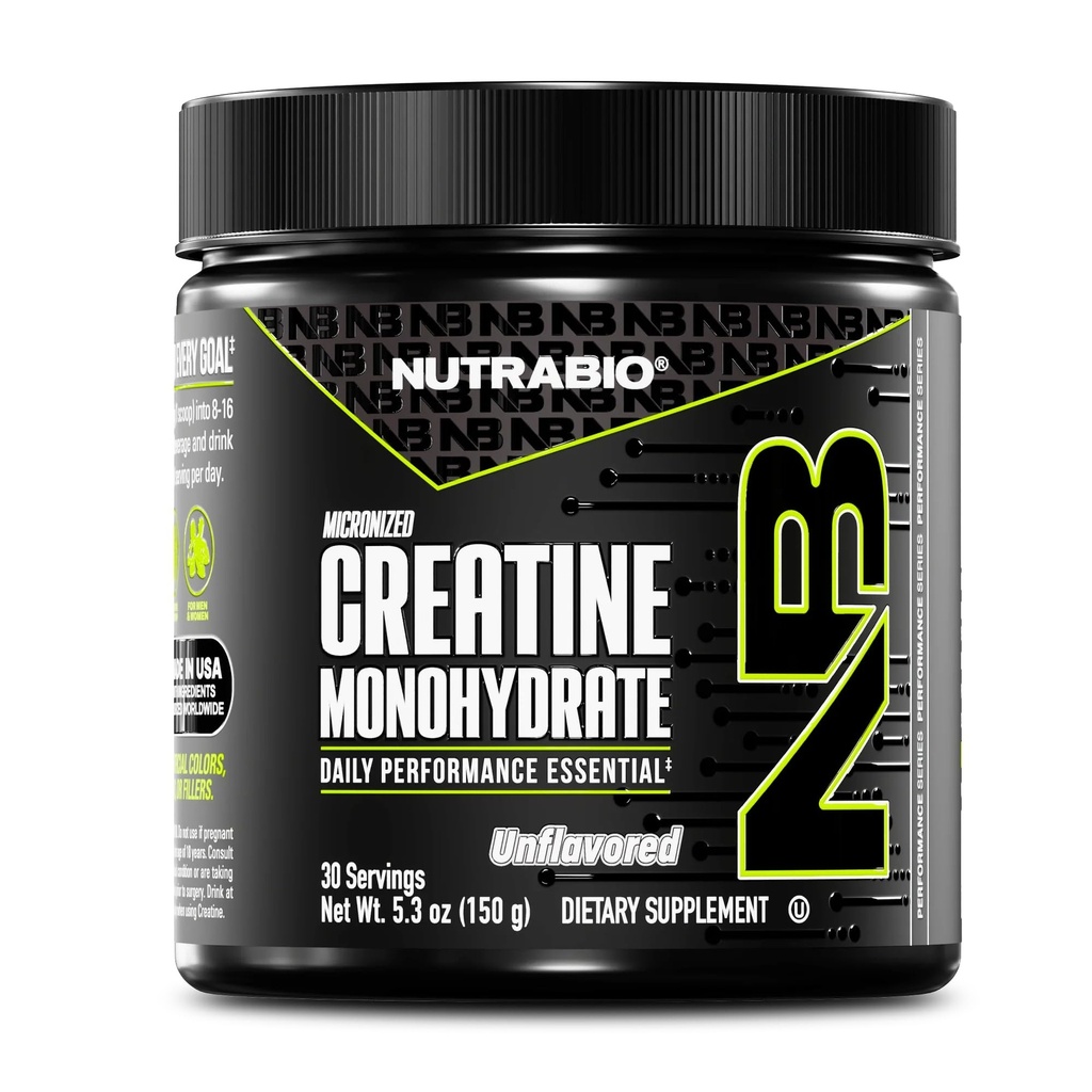 NutraBio Czysty, zmikronizowany, monohydratyczny proszek w proszku, Unflavored, (150 g) - Wspiera dużą energię mięśniową, odzysk i siłę - HPLC Tested Creatine w proszku dla mężczyzn i kobiet