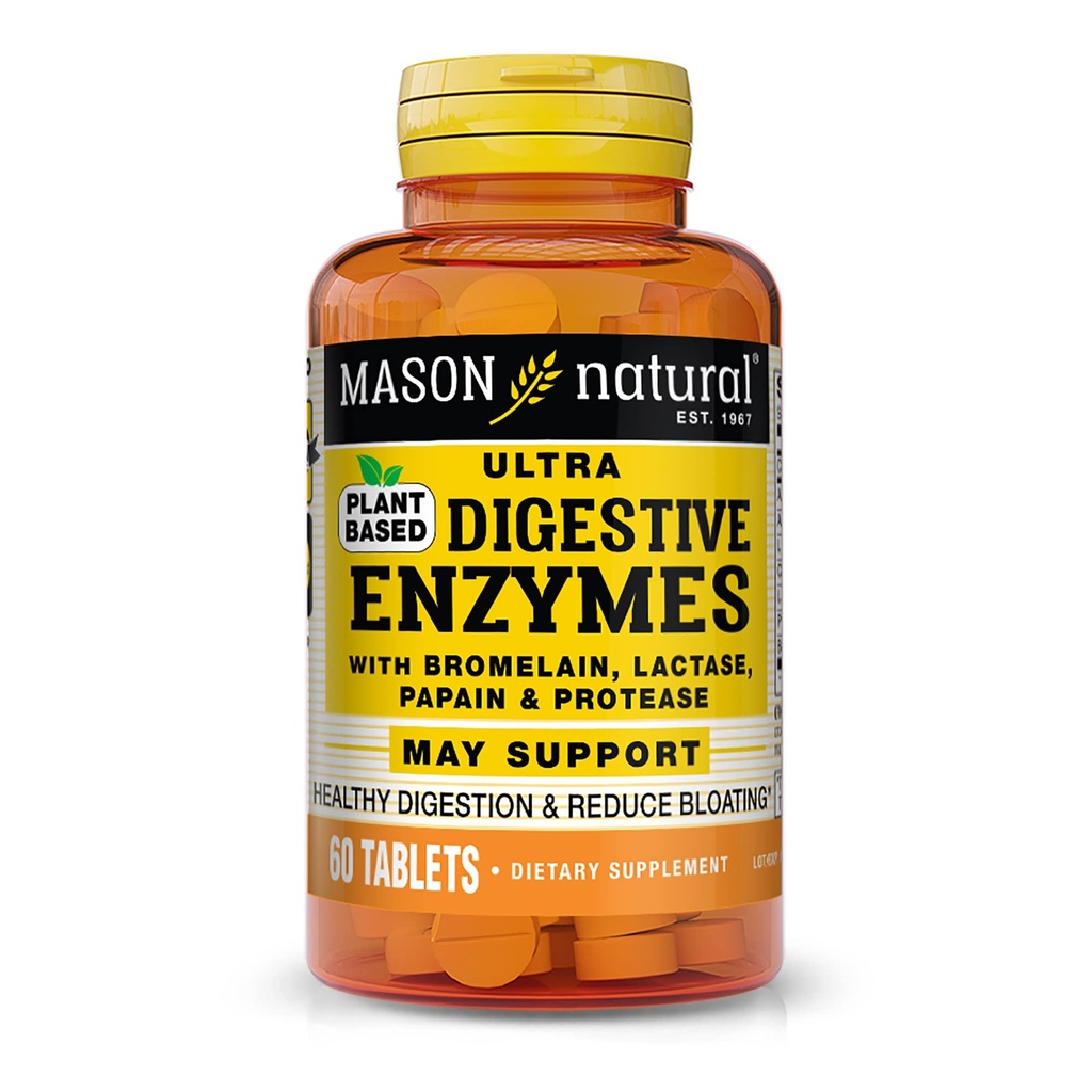 MASON roślina NATURAL oparte na Ultra Digestive Enzymy z Bromelain, Lactase, Papain & Protaine - Wspiera zdrową trawienie i może zmniejszyć wzdęcia, 60 Kapsułki