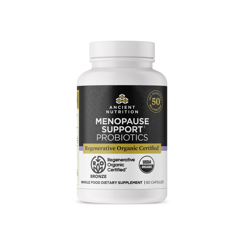 Ancient Nutrition Regenerative Organic Certified Probiotics for Menopause Support, Probiotics Menopauza Support, Healthy Disease and Women 's Health Support, 50 Billion CFU * Per Serving, 60 Count