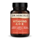 Dr Mercola Witaminy ADK, 30 Służenia (30 Kapsułki), Suplement diety, 5000 IU Witamina A i Witamina D3, 180 μg Witamina K2, Wspiera immunologiczne zdrowie, Nie GMO