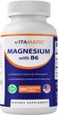 Magnez vitamatic z tabletkami wegetariańskimi B6- 180 (niepowlekanymi) - Dodano B6 dla maksymalnej absorpcji - Wspiera mięśnie, staw i zdrowie serca