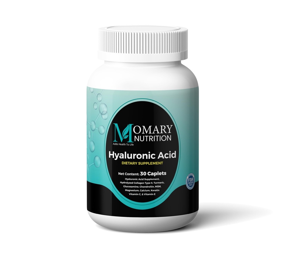 Hyaluronic Acid Supplement, Natural Skin Hydration, Advanced Joint Support and Mobility Booster, Typ II Zhydrolizowany Kolagen, Turmeric, Glukozamina, Chondroitin, 30Caplets 850Mg
