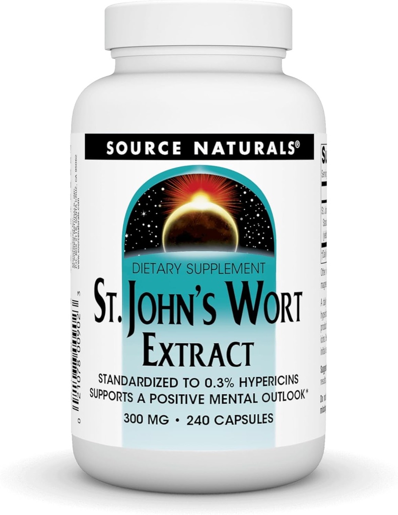 Źródło Naturals St John 's Wort Extract 300 mg Wspomaga Pozytywny Outlook Mental - 240 Kapsułki