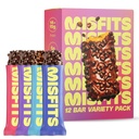 Misfits Protein Bars - Wysokie proteiny Candy Bars Reg 124; Gluten Free Plant Based, Low Sugar & Carb, High Fiber Przekąski 124; Odmiana Pack 12 (4 Smaki)