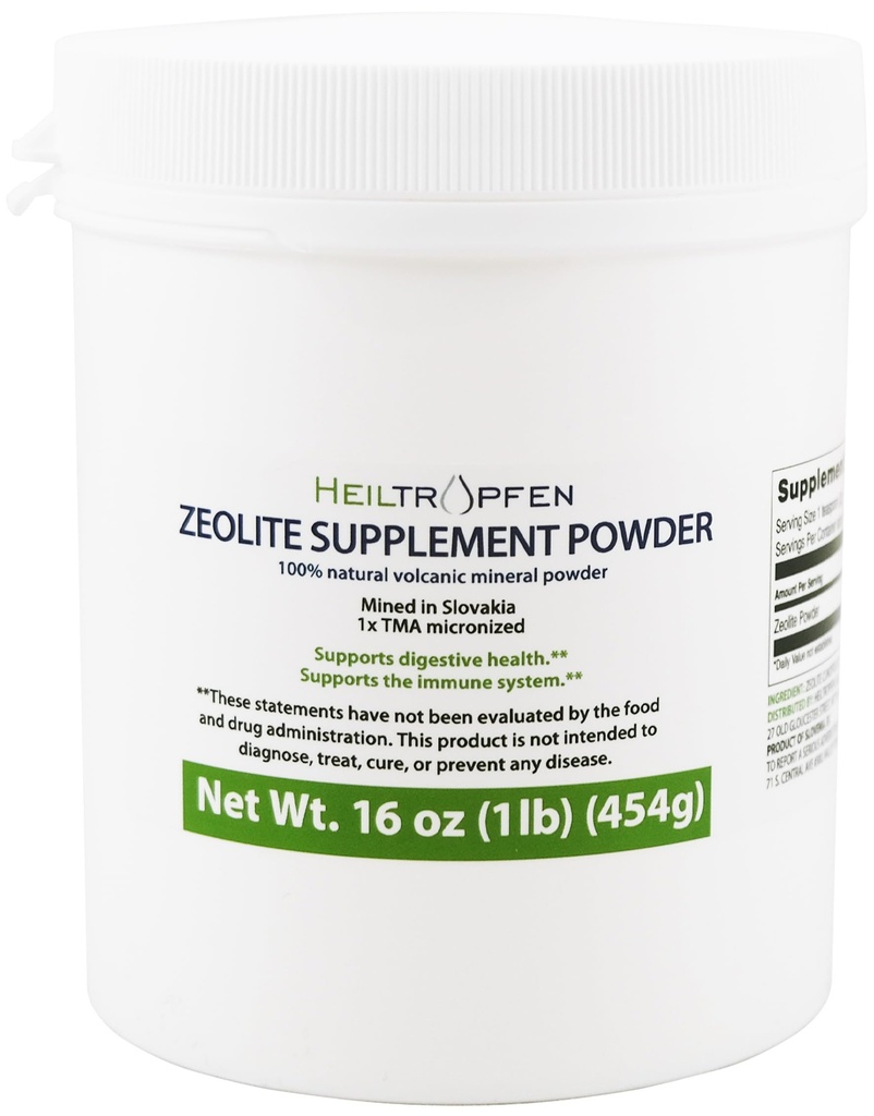 Heiltropfen Zeolite w proszku 124; Suplement diety 1 Funt - 454 g Węgla 124; Detox 124; Klinoptylolit 94 + -3% Węgla 124; Aktywowany Węgiel 124; Naturalny Pył mineralny 124; Ultra FINE Less- Than 2 µm