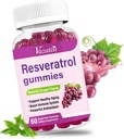 Wysoka czystość Resveratrol Gummies, 98% Trans- Resveratrol z Quercetin, Coq 10, Witamina C, Suplement rezerwatrolu dla przeciwutleniaczy, Antystarzenie, 60 Gummies