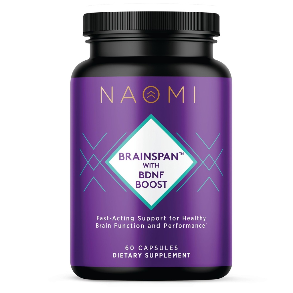 NAOMI BrainSpan™ with BDNF Support - Supports Working Memory, Focus & Concentration - CogniSage™, CognatiQ®, Lion Mane, Phosphatidylserine, Ginkgo Biloba, B6 & B12, Non-GMO, 30-Day Supply