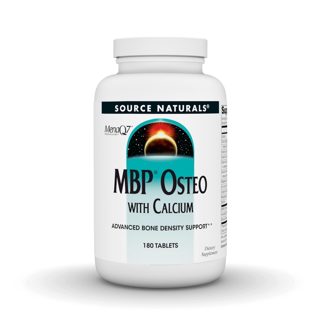 Źródło Naturals MBP Osteo z wapniem, zaawansowane wsparcie gęstości kości *, 180 tabletek