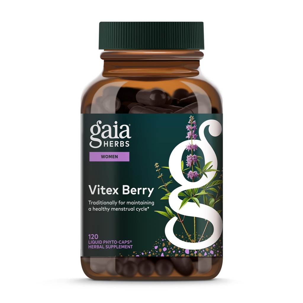 Gaia Herbs Vitex Berry - Vitex Traditionally Used to Support Hormone Balance for Women & a Healthy Menstrual Cycle* - 120 Vegan Liquid Phyto-Caps (60 Servings)