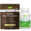 Vegan Vanilla Collagen Protein Powder + Wapń i Magnez Complex Bundle, Kompleksowe wsparcie kości, przez Igennus