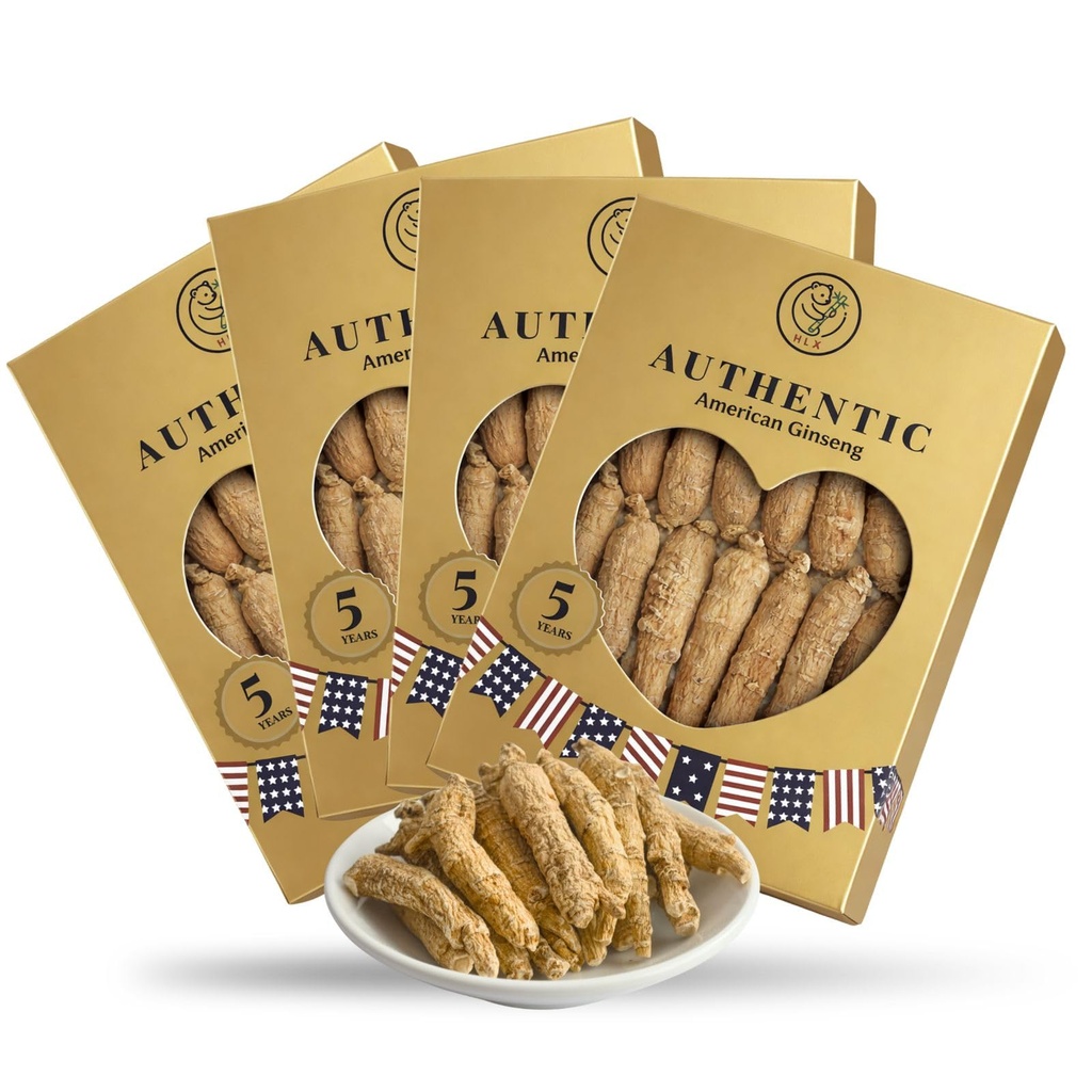 4 Boxes American Ginseng Root – Organic American Panax Ginseng,4oz/Box,Hand-Selected Wisconsin Ginseng Root, Perfect for Tea, Soup & Daily (16 Ounce)