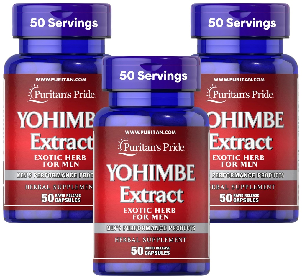 Puritan 's Pride Yohimbe 1000 Mg, 50 Hrabia, Celuloza roślinna, Żelatyna (Opakowanie 3)
