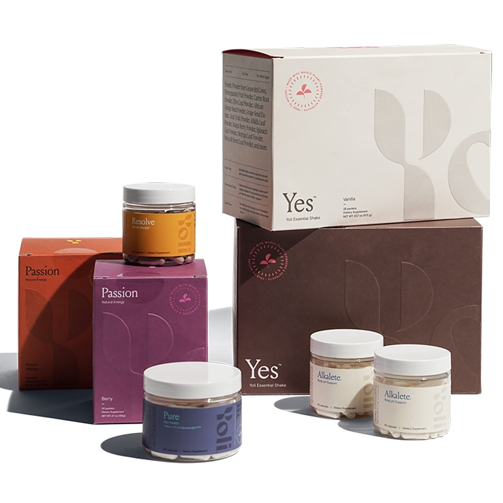 Zestaw do transformacji Yoli ® zawiera TAK, Pasję, Alkalete, Czystość, Rozwiązanie i Lepszy System Ciała 28- Day Program T- Kit (Flavors Vary)