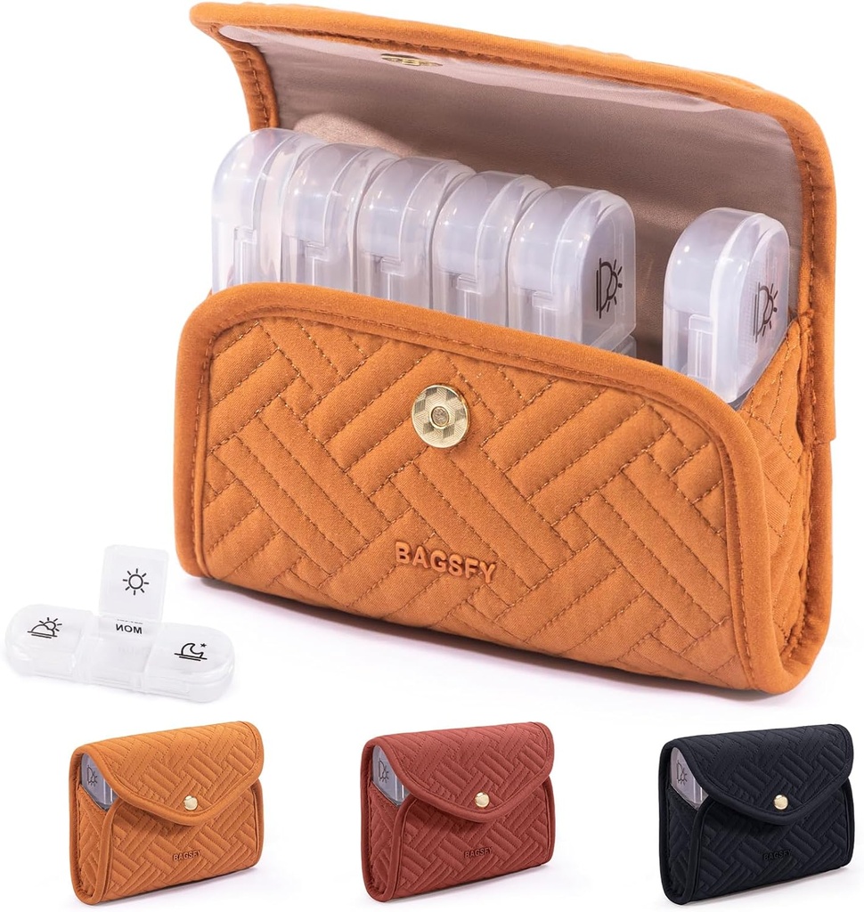 BAGSFY Cotygodniowy Pill Organizator 3 razy dziennie w Cute Fabric Pill Case, Medicine Pill Organizer, Pill Box, Przenośny Travel Pill Case, Pill Container for Medication, Witaminy, Oleje rybne, Suplementy