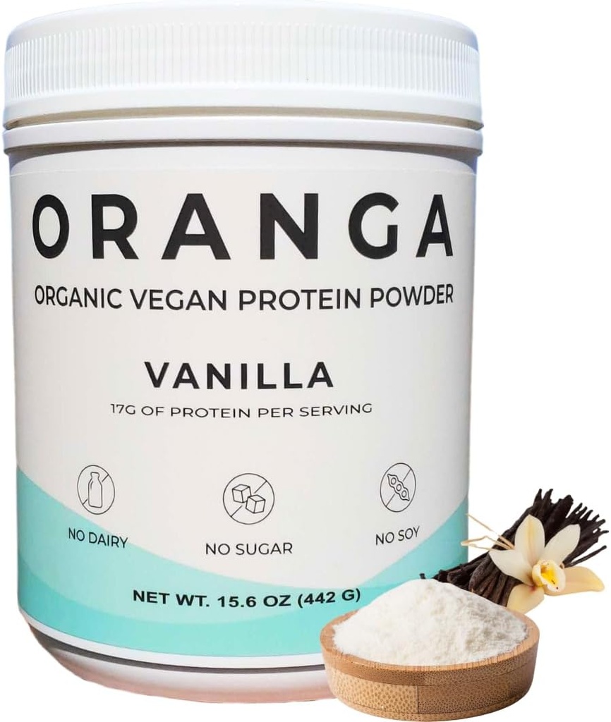 Organic Plant- Based - Ryż, Pea, Pumpkin Nasienie Protein Powder - Wanilia - Enzymy trawienne Wliczone, Brak dodatków, Dairy- Free, Soy- Free, Keto- Friendly, Gluten- Free, Non-GMO - 17 Sług (442g)