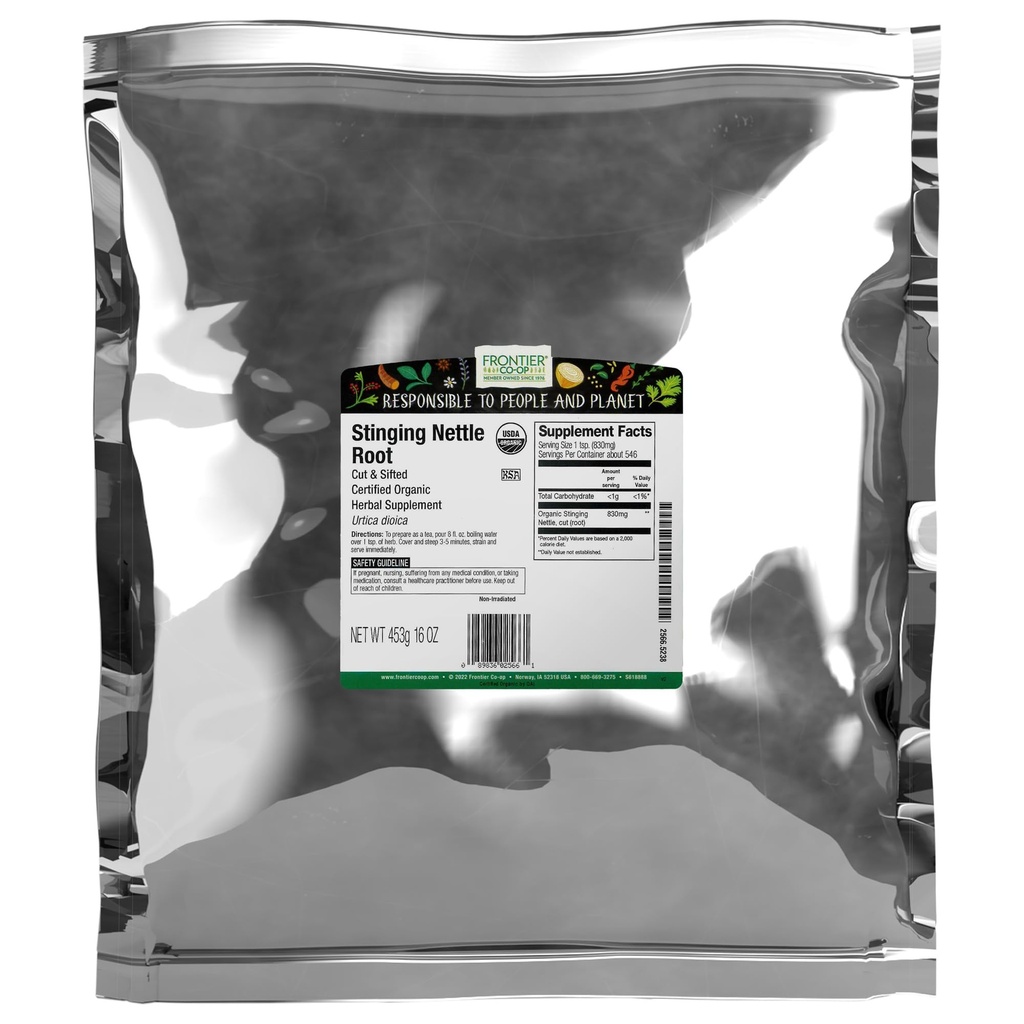 Frontier Co- op Organic Stinging Nettle Root, Cut and Sifted, Kosher XI124; 16 unce (Opakowanie 1)