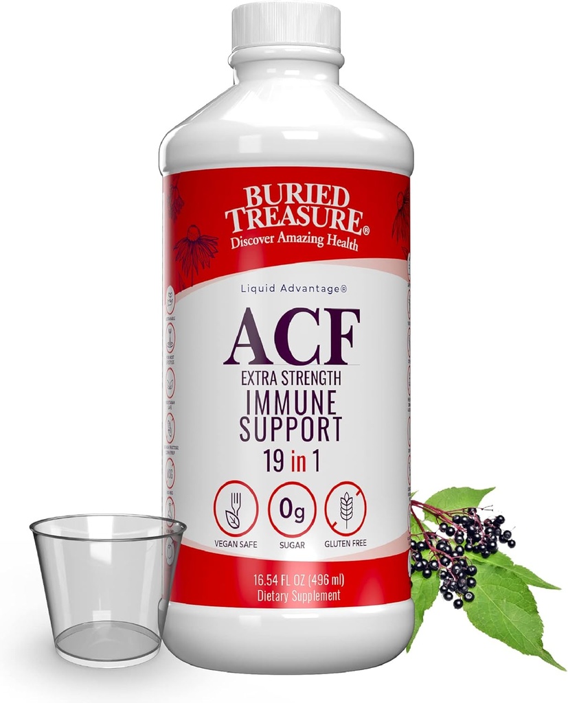 Zakopane Treasure ACF Dodatkowa siła immunologiczne Wsparcie, 16oz. z Puchar dawki, Witaminy i Zioła, Dietetyczny Immunitet Suplement Boost