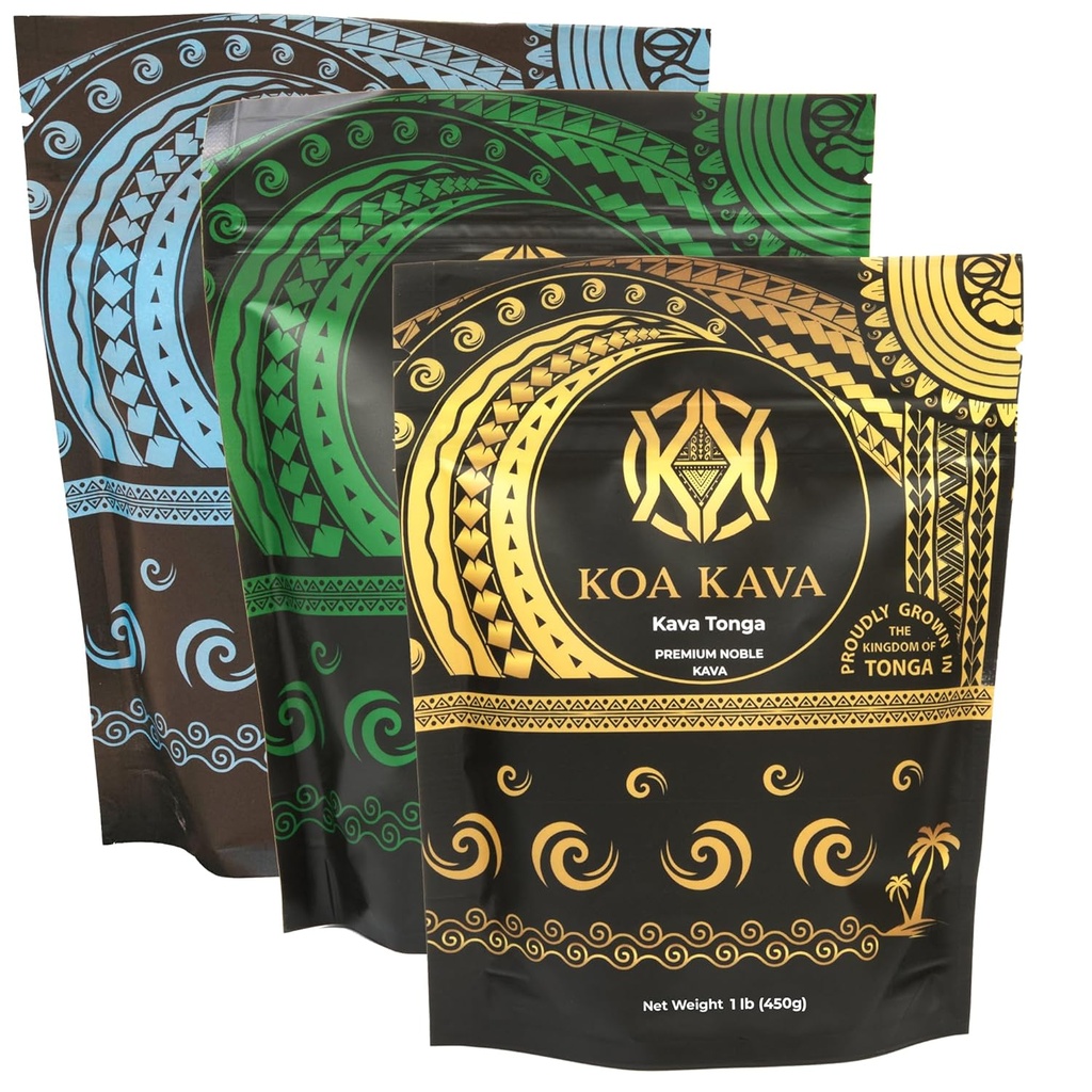1 Funt Koa Kava Bundle z Premium Tongan, Fijian Waka i Vanuatu Waka Kava Root Powder