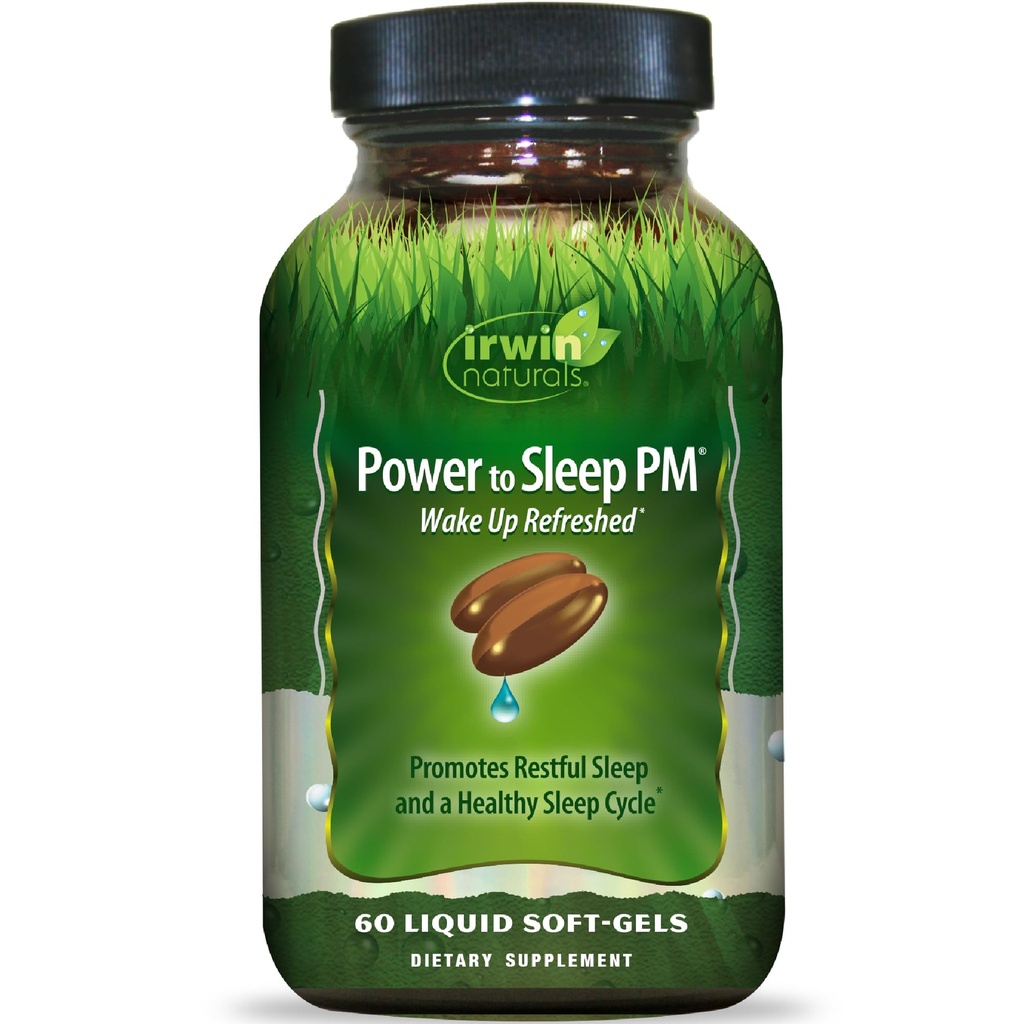 Irwin Naturals Power to Sleep PM - 60 Płynne żele soft- z Melatonin, GABA, Ashwagandha, Valerian Root & L- Theanine - 30 Służenia