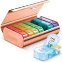 Zannaki Metal XL Cotygodniowy Pill Organizator 2 razy dziennie, Duże Podróże codzienne Pill Box 7 dzień, Przenośny Tydzień Dwa razy Pill Holder pojemnik, AM PM Pill Case for Medicine witaminy suplement medyczny, Złoto