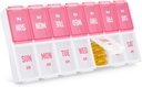 Tygodniowy Pill Organizator 2 razy dziennie, Stylowe Pill Box 7 dzień PM z dużych kompozycji, Pill Case Easy w użyciu, BPA- Bezpłatny pojemnik na tabletki do witaminy, Oleje rybne, Suplementy, Leki, Różowy