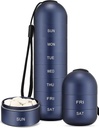 Zannaki Metal Moisture Proof Weekly Pill Organizator, Stackable Aluminium Alloy BPA Free Travel Turystyka 7 dni Pill Box Case Wodoodporny i duży komplet do przechowywania tabletek, Witaminy, Olej rybny, Suplementy